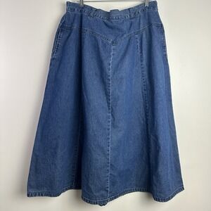 Vintage CST Blues Denim Maxi Skirt Blue Plus Size 20W Pockets Western Modest